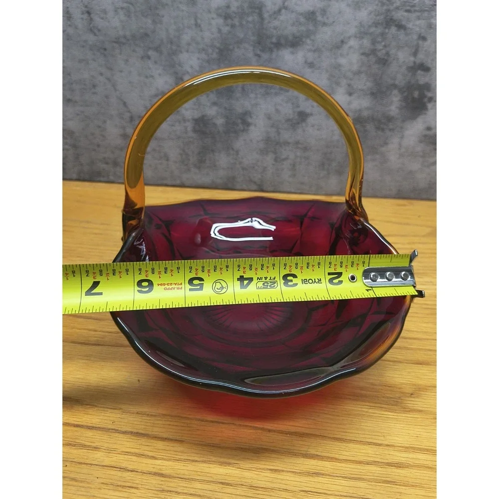 Vintage Indiana Tiara Amberina‎ Constellation Glass Basket